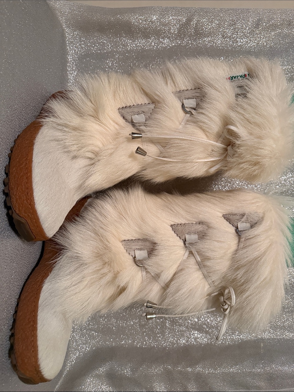 Pajar Canada Cream Fur Mid-Calf Winter Boots with Tan Sole